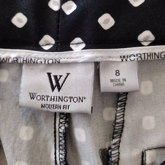 Worthington Black Mid Rise Geometric Square Print Capri Pants Size 8 - Picture 11 of 11